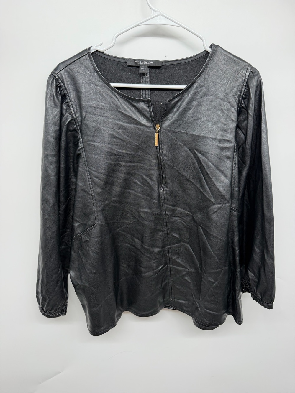 Marc New York Black Faux Leather Zip Jacket